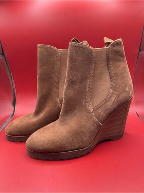 MICHAEL KORS Suede Wedge Ankle Boots - Brown
